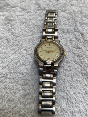 Vintage Gucci Silver and Gold Tone Watch with New Battery